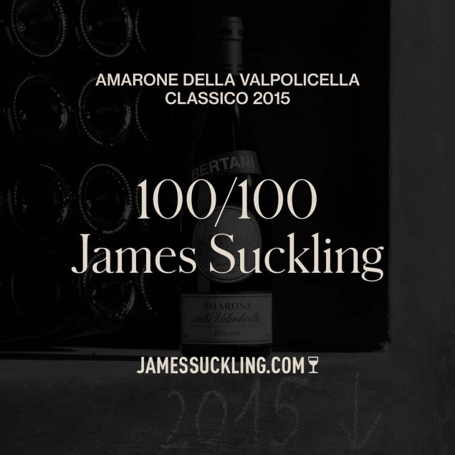 James Suckling Amarone 2015 by Bertani rating 100/100
